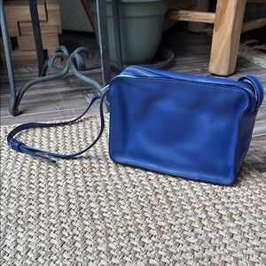Sleek Blue Crossbody Bag with Structured Design